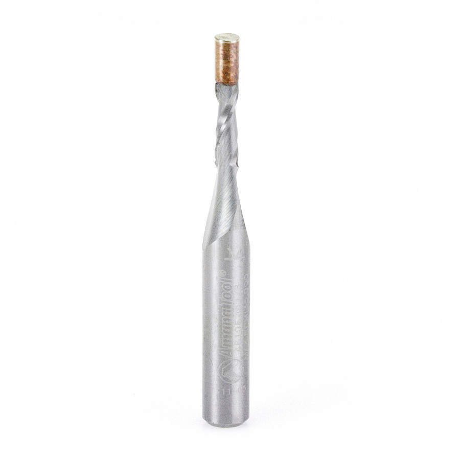 46196 Solid Carbide UltraTrim Spiral 1/8 Dia x 3/8 x 1/4 Inch Shank with Brass Pilot Guide Up-Cut