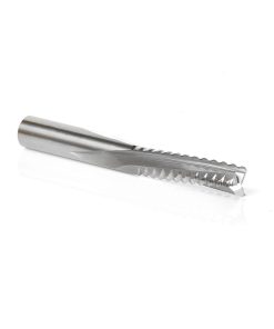 46223 CNC Solid Carbide Roughing Spiral 3 Flute Chipbreaker 3/8 Dia x 1-1/4 x 3/8 Inch Shank Down-Cut Router Bit