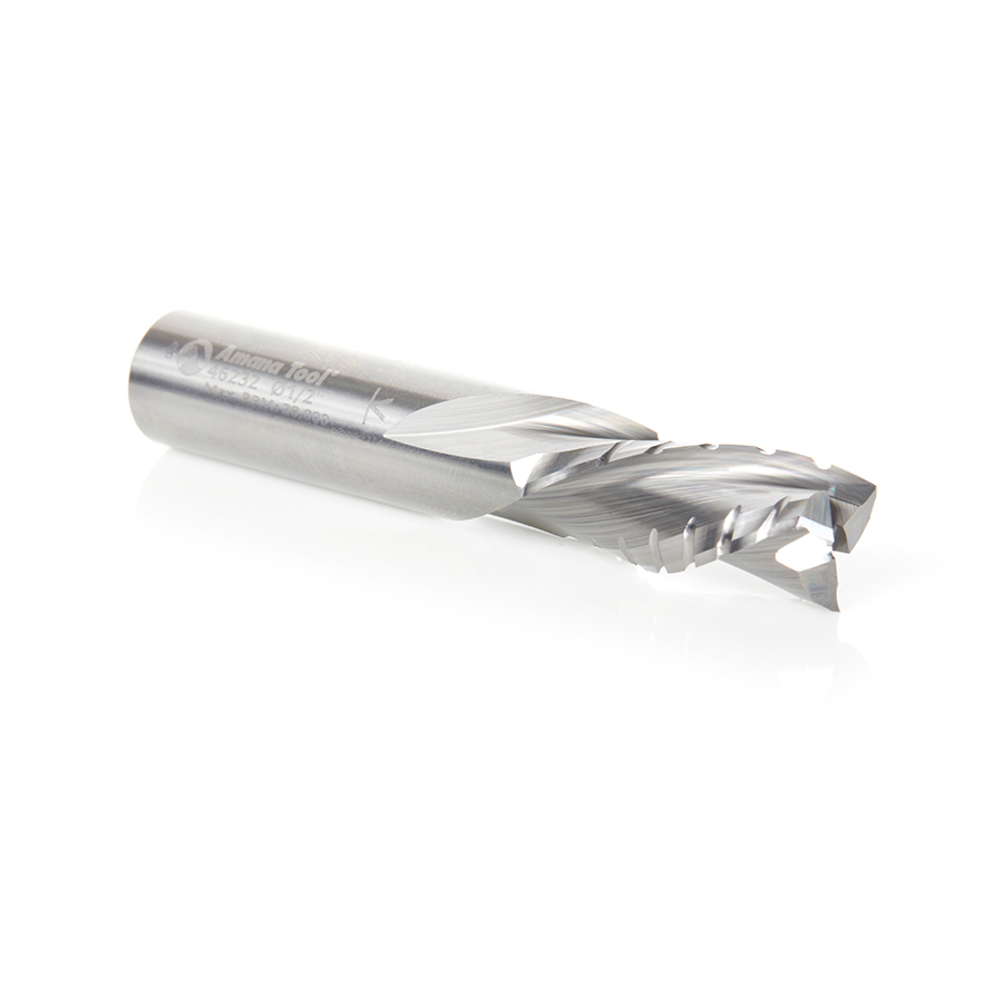 46232 CNC Solid Carbide Spiral Flute Roughing/Finishing with Chipbreaker 1/2 Dia x 1-1/8 x 1/2 Inch Shank Down-Cut Router Bit