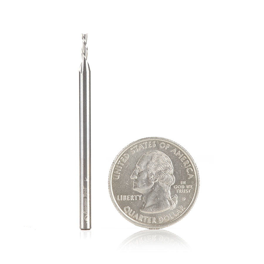 46237 Solid Carbide Spiral Plunge 1/16 Dia x 3/16 x 1/8 Shank x 2 Inch Long Down-Cut