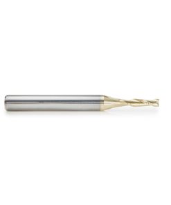 46254 CNC 2D and 3D Carving Flat Bottom 0.10 Deg Angle x 1/8 Dia x 15/32 x 1/4 Shank x 2-23/64 Inch Long x 2 Flute Solid Carbide ZrN Coated Router Bit