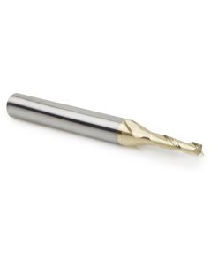 46254 CNC 2D and 3D Carving Flat Bottom 0.10 Deg Angle x 1/8 Dia x 15/32 x 1/4 Shank x 2-23/64 Inch Long x 2 Flute Solid Carbide ZrN Coated Router Bit