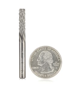 46262 Solid Carbide CNC Spiral Carbon Graphite & Carbon Fiber Panel Cutting 3/16 Dia x 5/8 x 3/16 Shank x 2 Inch Long Down-Cut Router Bit