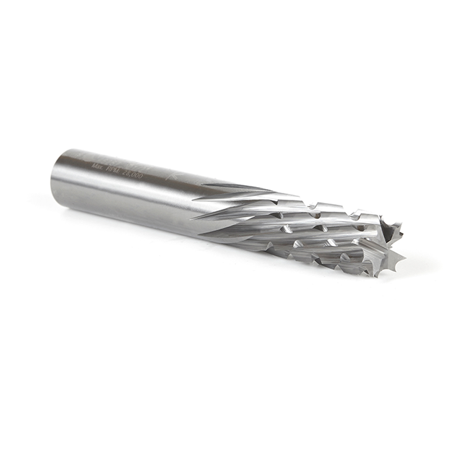 46267 Solid Carbide CNC Carbon Graphite & Spiral Carbon Fiber Panel Cutting 1/2 Dia x 1-1/8 x 1/2 Shank x 3-1/2 Inch Long Down-Cut Router Bits
