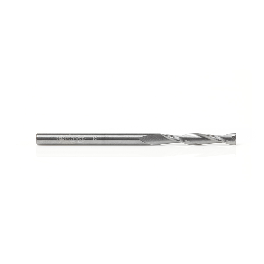 46271 Solid Carbide CNC Foam Cutting Up-Cut Square End Spiral 3/16 Dia x 1-1/8 x 3/16 Shank x 3 Inch Long Router Bit