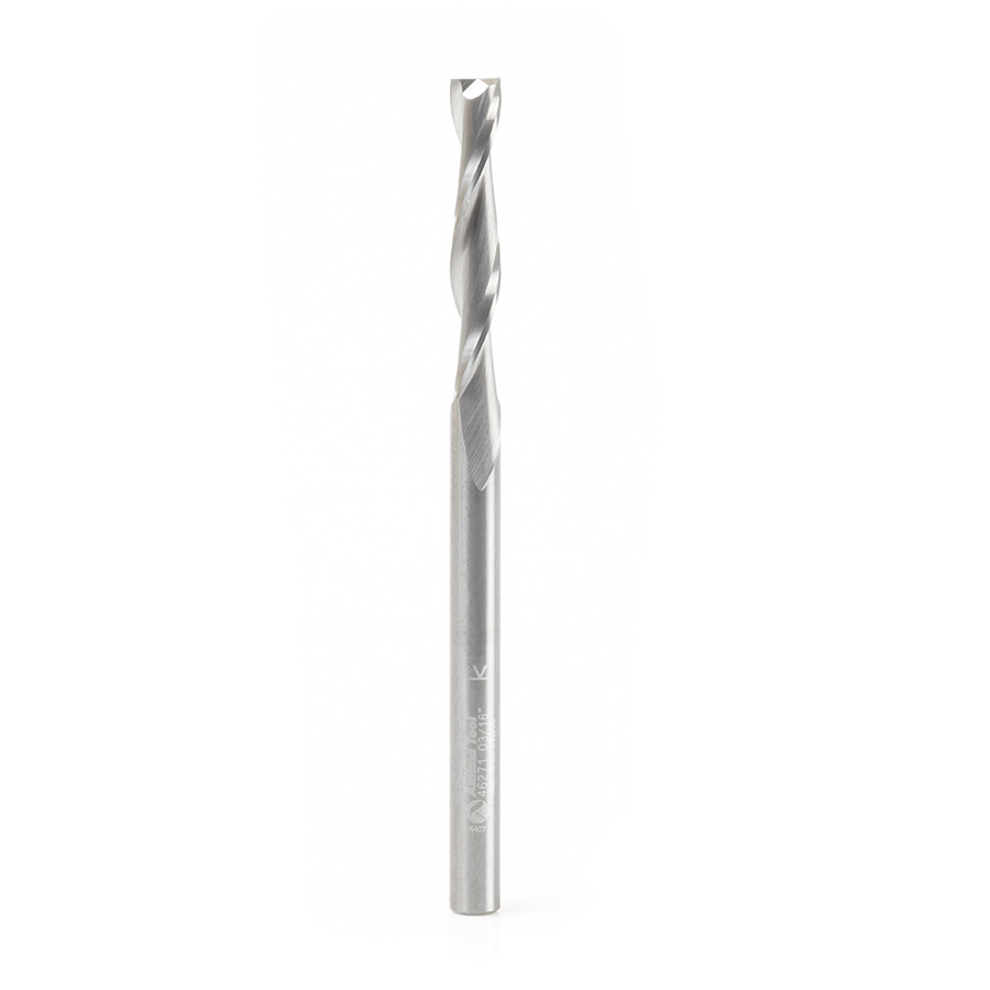 46271 Solid Carbide CNC Foam Cutting Up-Cut Square End Spiral 3/16 Dia x 1-1/8 x 3/16 Shank x 3 Inch Long Router Bit