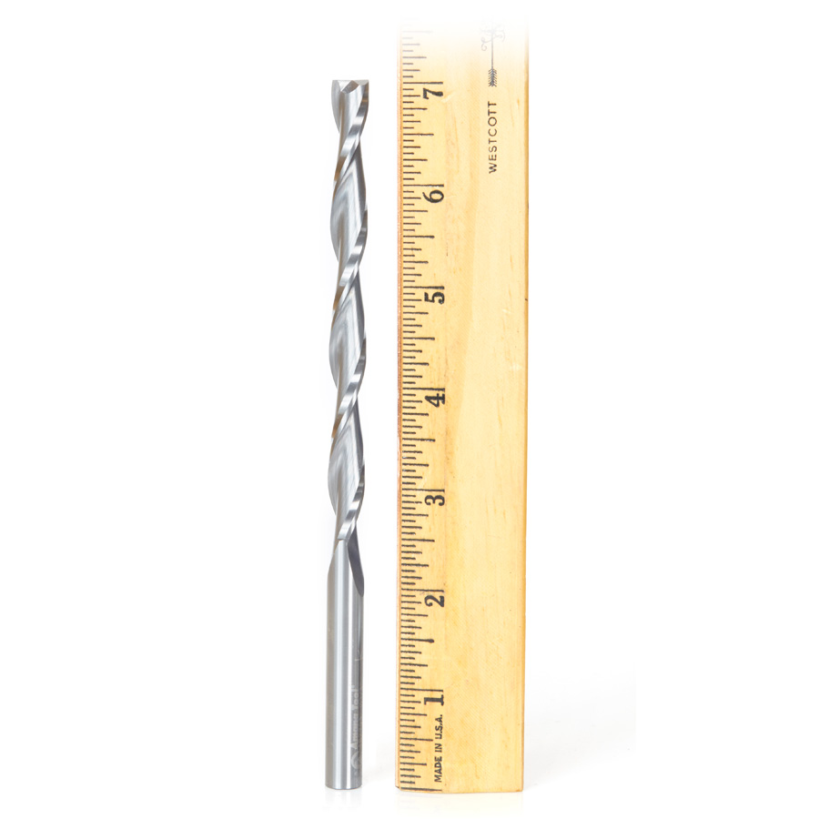 46279 Solid Carbide CNC Foam Cutting Up-Cut Square End Spiral 3/8 Dia x 4-1/2 x 3/8 Shank x 7 Inch Long Router Bit