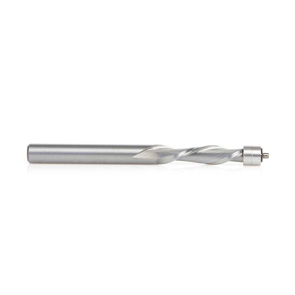 46297 Solid Carbide UltraTrim Spiral Trim 1/4 Dia x 1 Inch x 1/4 Shank with Double Ball Bearing Down-Cut