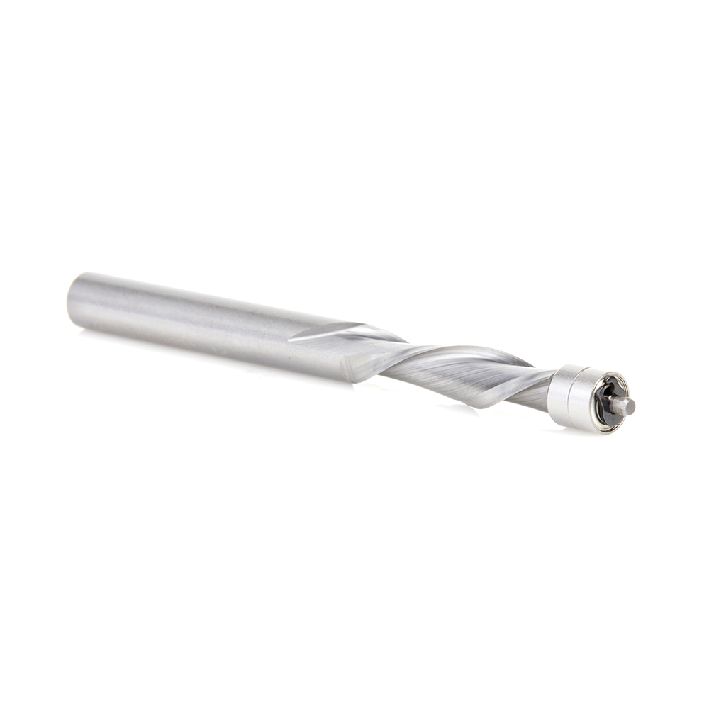 46297 Solid Carbide UltraTrim Spiral Trim 1/4 Dia x 1 Inch x 1/4 Shank with Double Ball Bearing Down-Cut