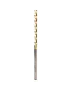 46299 CNC 2D and 3D Carving Flat Bottom 0.10 Deg Angle x 1/8 Dia x 1-1/2 x 1/8 Shank x 3 Inch Long x 3 Flute Solid Carbide ZrN Coated Router Bit