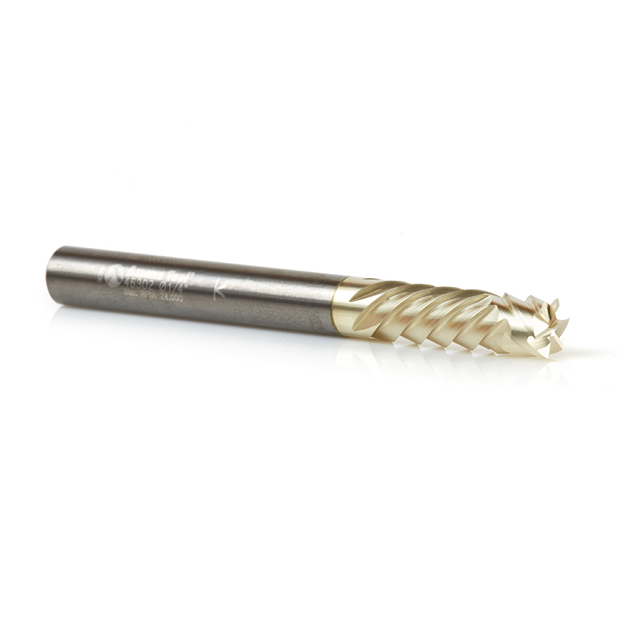 46302 CNC Compression Solid Carbide ZrN Coated Honeycomb Cutting 1/4 Dia x 3/4 x 1/4 Shank x 6-Flute