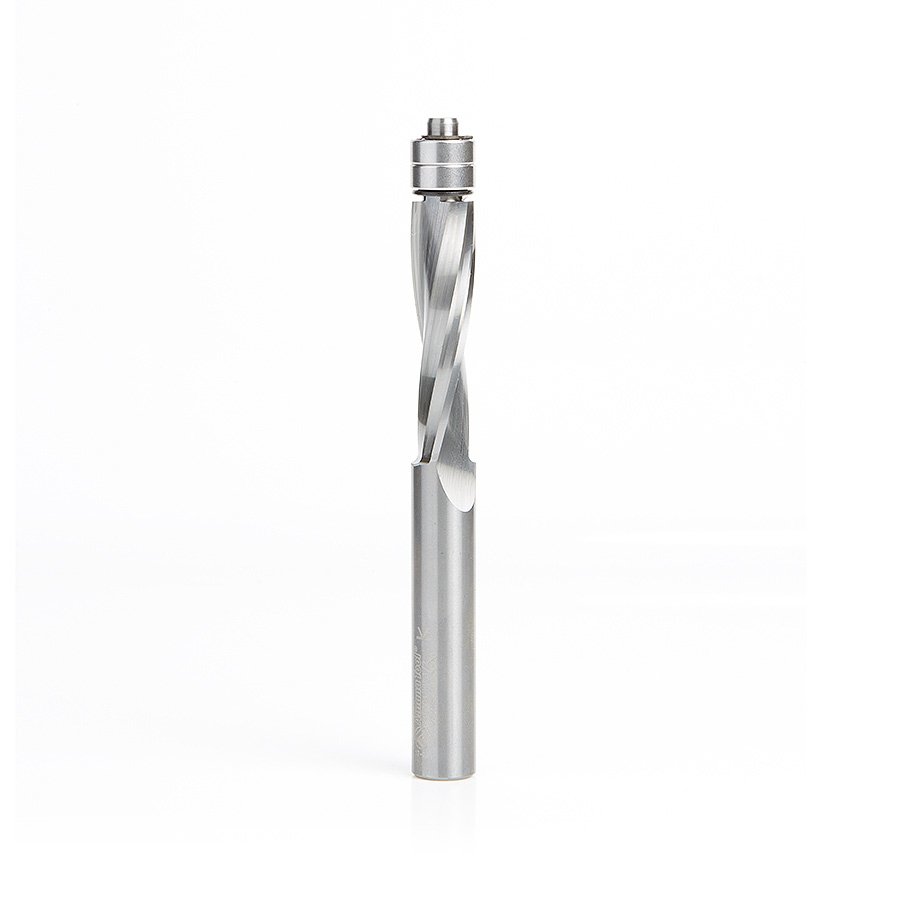 46304 Solid Carbide UltraTrim Spiral 1/2 Dia x 2 Inch x 1/2 Shank with Double Lower Ball Bearing Up-Cut