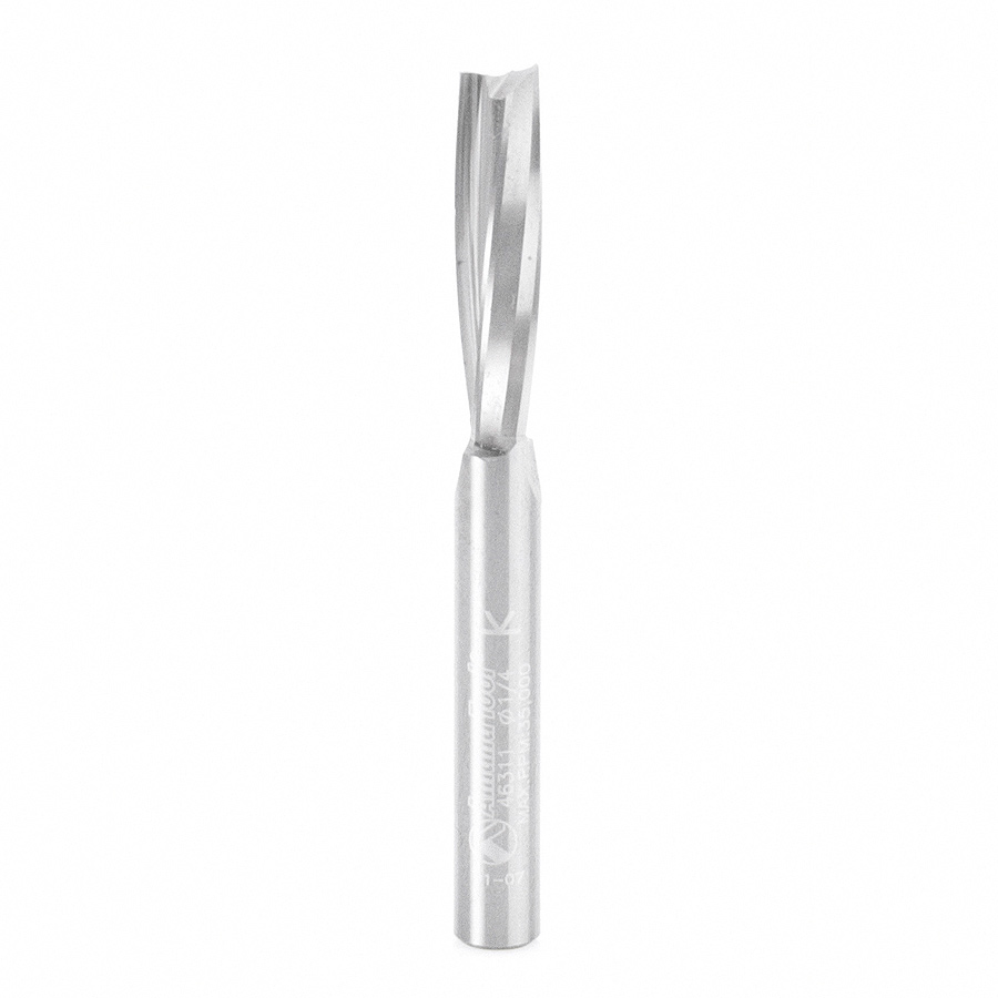 46311 Solid Carbide Slow Spiral O Flute Acrylic Cutting 1/4 Dia x 1 Inch x 1/4 Shank Up-Cut Router Bit
