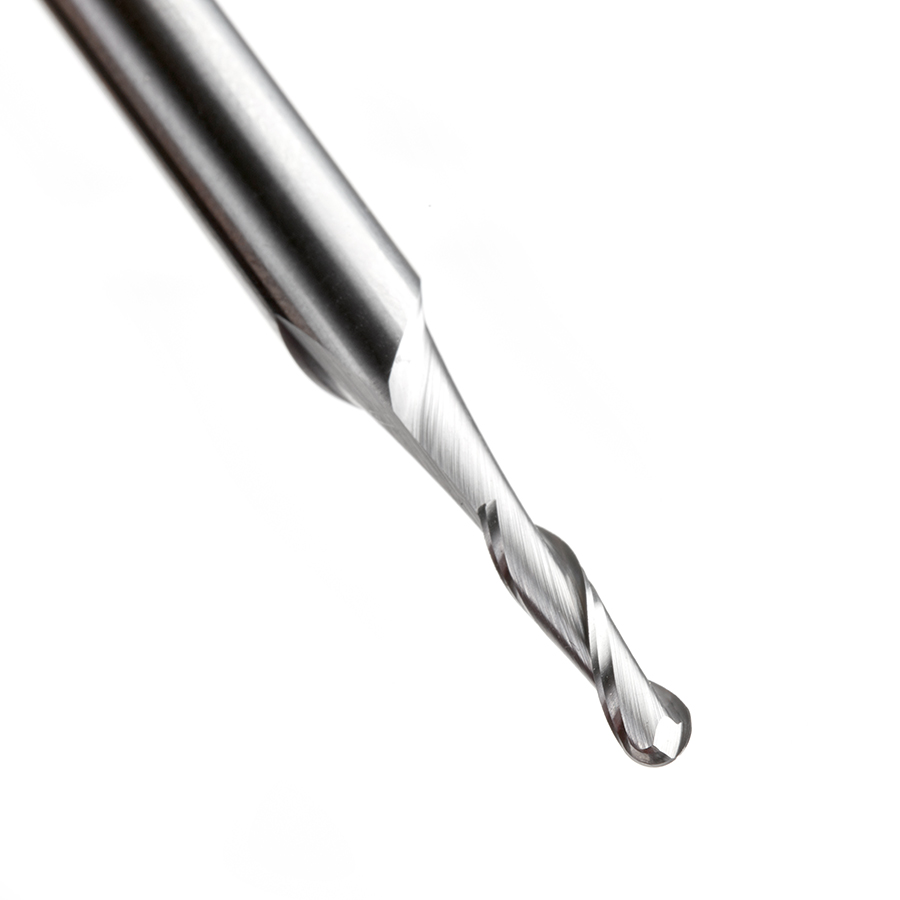 46385 Solid Carbide Up-Cut Spiral Ball Nose 1/16 Radius x 1/8 Dia x 1/2 x 1/4 Shank x 3 Inch Long x 2 Flute Router Bit