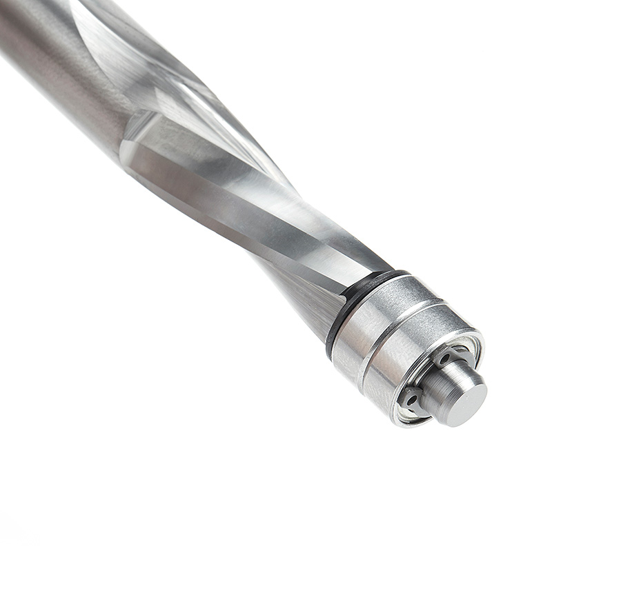 46400 Solid Carbide UltraTrim Spiral 1/2 Dia x 1-1/4 x 1/2 Inch Shank with Double Lower Ball Bearing Down-Cut