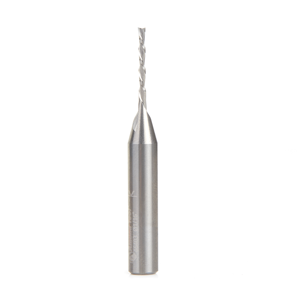 46403 Solid Carbide Spiral Plunge 1/16 Dia x 1/2 x 1/4 Shank x 2 Inch Long Down-Cut
