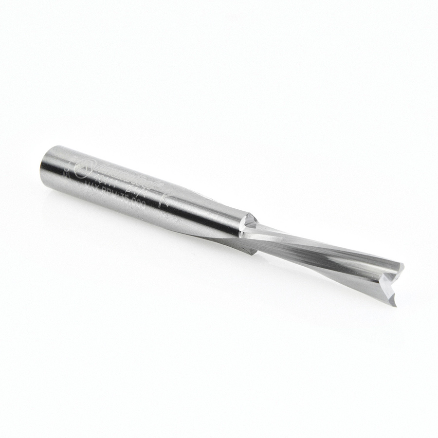 46411 Solid Carbide Slow Spiral O Flute Acrylic Cutting 1/4 Dia x 1 Inch x 1/4 Shank Down-Cut Router Bit
