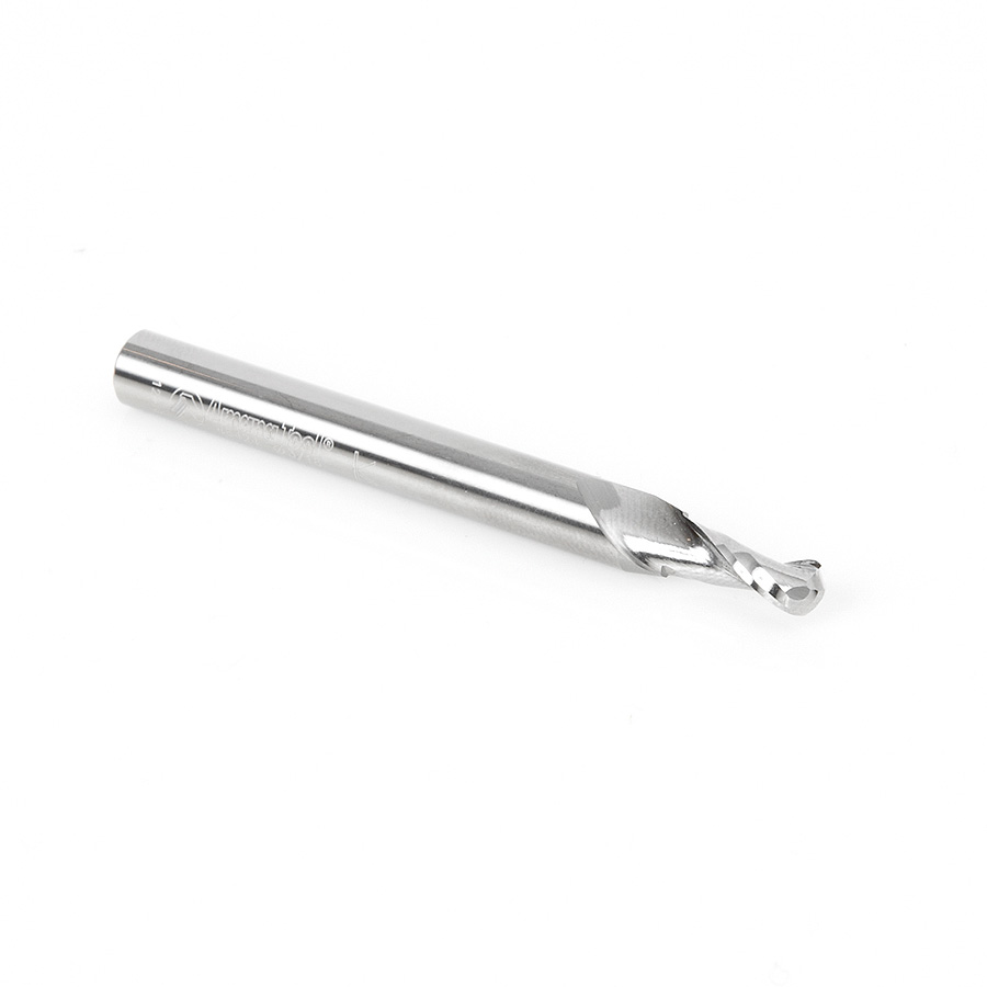 46389 Solid Carbide Up-Cut Spiral Ball Nose 3/32 Radius x 3/16 Dia x 3/4 x 1/4 Shank x 3 Inch Long x 2 Flute Router Bit