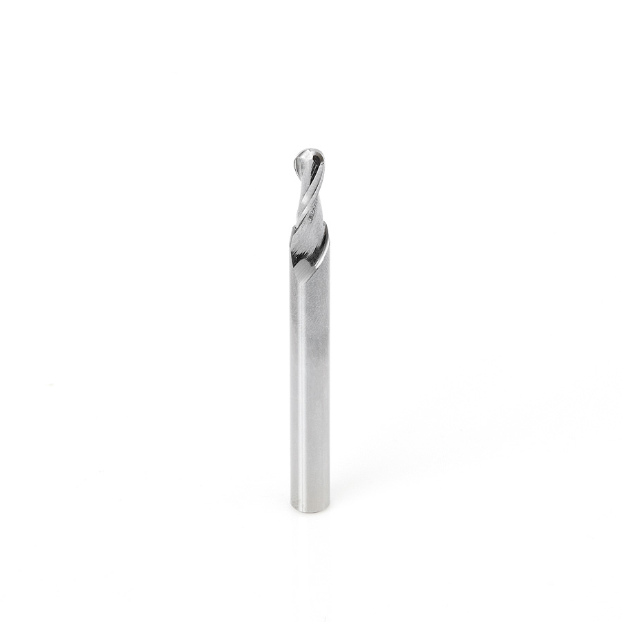 46424 Solid Carbide Up-Cut Spiral Ball Nose 3/32 Radius x 3/16 Dia x 1/2 x 1/4 Shank x 2-1/2 Inch Long x 2 Flute Router Bit