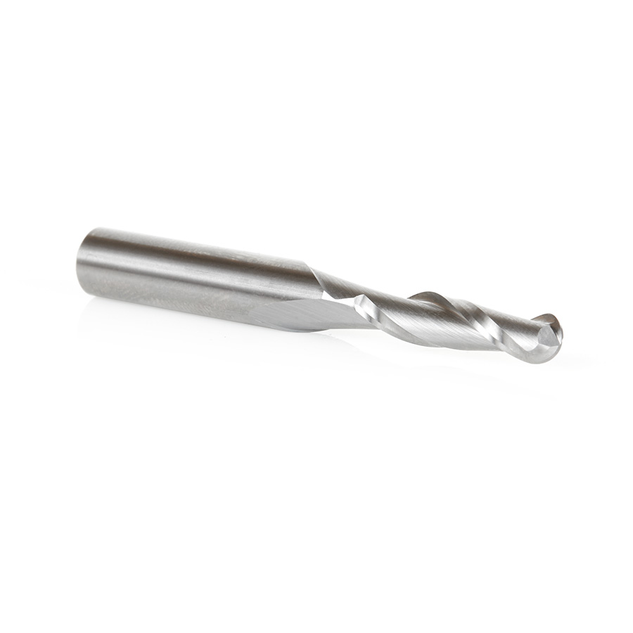 46425 Solid Sub Micrograin Carbide Up-Cut Spiral Ball Nose 3/32 Radius x 3/16 Dia x 3/4 x 1/4 Shank x 2 Inch Long x 2 Flute Router Bit