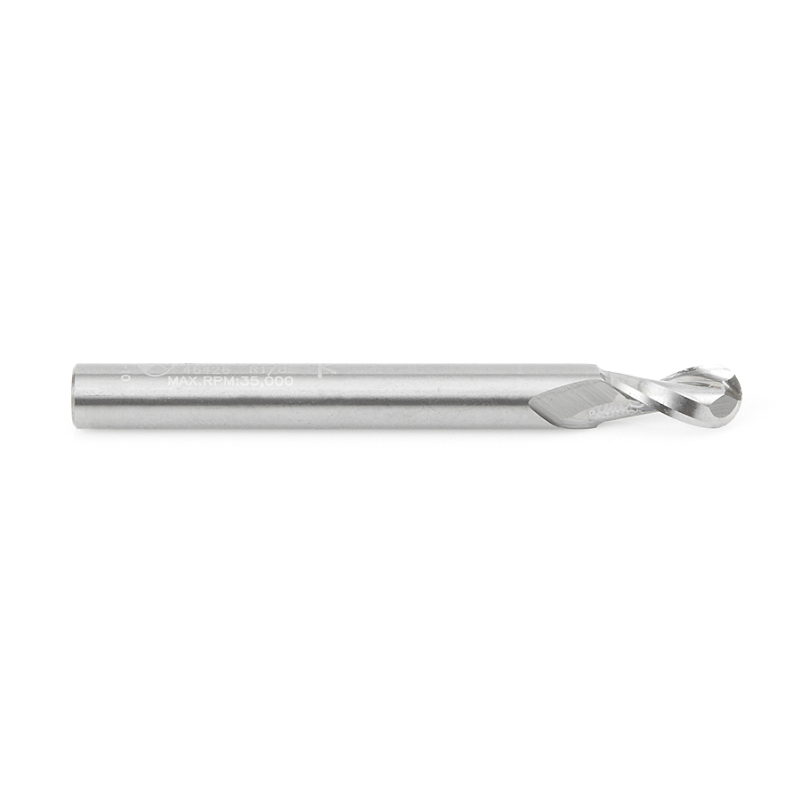 46426 Solid Carbide Up-Cut Spiral Ball Nose 1/8 Radius x 1/4 Dia x 1/2 x 1/4 Shank x 2-1/2 Inch Long x 2 Flute Router Bit