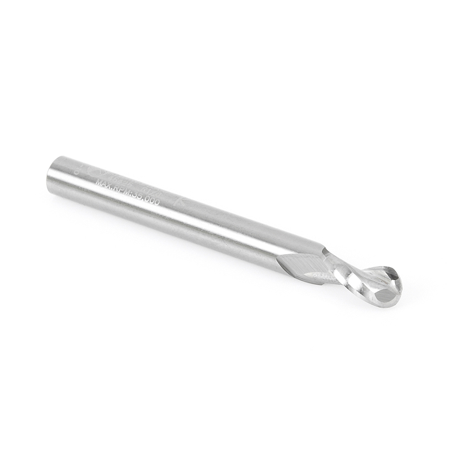 46426 Solid Carbide Up-Cut Spiral Ball Nose 1/8 Radius x 1/4 Dia x 1/2 x 1/4 Shank x 2-1/2 Inch Long x 2 Flute Router Bit