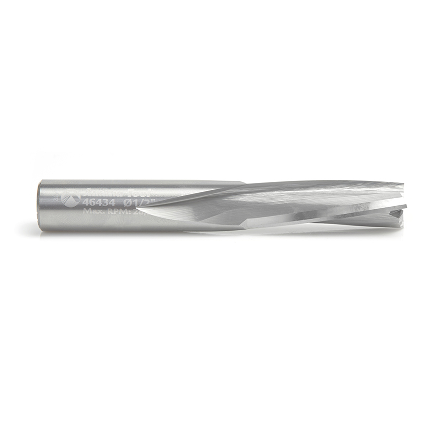 46434 Solid Carbide Slow Spiral Flute Plunge 1/2 Dia x 1-1/2 Inch x 1/2 Shank Router Bit