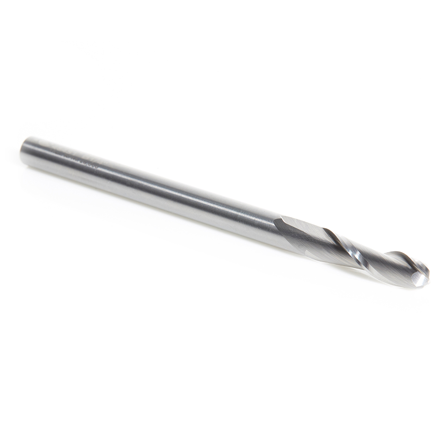 46451 Solid Carbide Up-Cut Spiral Ball Nose 1/8 Radius x 1/4 Dia x 1 x 1/4 Shank x 4 Inch Long x 2 Flute CNC Router Bit