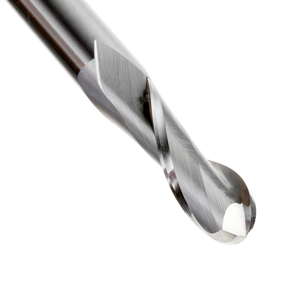46459 Solid Carbide Up-Cut Spiral Ball Nose 1/4 Radius x 1/2 Dia x 1-1/2 x 1/2 Shank x 5 Inch Long x 2 Flute CNC Router Bit