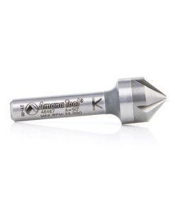 46467 Solid Carbide CNC 90 Degree Angle x 1/2 Dia x 1/4 x 1/4 Shank x 1-3/4 Inch Long 5 Flute Countersink and Chamfer Router Bit
