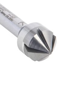 46467 Solid Carbide CNC 90 Degree Angle x 1/2 Dia x 1/4 x 1/4 Shank x 1-3/4 Inch Long 5 Flute Countersink and Chamfer Router Bit