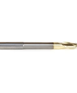 46491 Extra Long CNC 2D and 3D Carving Ball Nose 0.10 Deg Straight Angle x 3/8 Dia x 3/16 Radius x 3/4 x 3/8 Shank x 4 Inch Long x 3 Flute Solid Carbide ZrN Coated Reduced Shank Router Bit