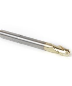 46491 Extra Long CNC 2D and 3D Carving Ball Nose 0.10 Deg Straight Angle x 3/8 Dia x 3/16 Radius x 3/4 x 3/8 Shank x 4 Inch Long x 3 Flute Solid Carbide ZrN Coated Reduced Shank Router Bit