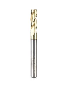 46578 CNC 2D and 3D Carving Flat Bottom 0.10 Deg Straight Angle x 1/4 Dia x 3/4 x 1/4 Shank x 2-1/2 Inch Long x 3 Flute Solid Carbide ZrN Coated Router Bit
