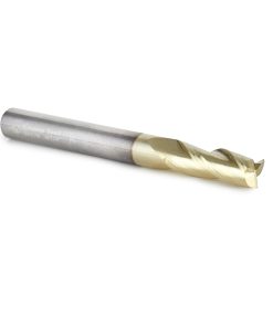 46578 CNC 2D and 3D Carving Flat Bottom 0.10 Deg Straight Angle x 1/4 Dia x 3/4 x 1/4 Shank x 2-1/2 Inch Long x 3 Flute Solid Carbide ZrN Coated Router Bit