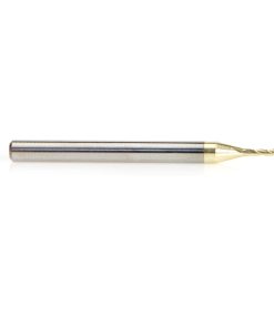 46581 CNC 2D and 3D Carving Flat Bottom x 0.10 Deg Angle x 1mm (.0394") Dia x 3mm (.118") x 3.175mm (1/8) Shank x 38.1 (1-1/2) Long x 3 Flute Solid Carbide ZrN Coated Router Bit