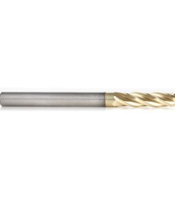 46584 CNC 2D and 3D Carving 0.10 Deg Straight Angle Ball Tip 1/4 Dia x 1/8 Radius x 1 x 1/4 Shank x 3 Inch Long x 4 Flute Solid Carbide ZrN Coated Router Bit