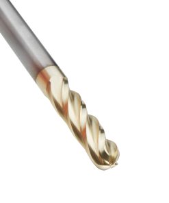 46584 CNC 2D and 3D Carving 0.10 Deg Straight Angle Ball Tip 1/4 Dia x 1/8 Radius x 1 x 1/4 Shank x 3 Inch Long x 4 Flute Solid Carbide ZrN Coated Router Bit