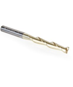 46585 CNC 2D and 3D Carving Flat Bottom x 0.10 Deg Straight Angle x 6mm Dia x 38mm x 6mm Shank x 75mm Long x 2 Flute Solid Carbide ZrN Coated Router Bit