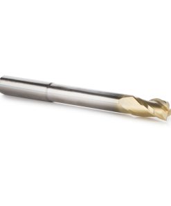 46591 Extra Long CNC 2D and 3D Carving Flat Bottom 0.10 Deg Straight Angle x 3/8 Dia x 3/4 x 3/8 Shank x 4 Inch Long x 3 Flute Solid Carbide ZrN Coated Reduced Shank Router Bit
