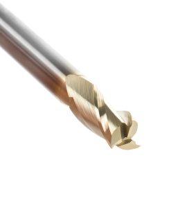 46591 Extra Long CNC 2D and 3D Carving Flat Bottom 0.10 Deg Straight Angle x 3/8 Dia x 3/4 x 3/8 Shank x 4 Inch Long x 3 Flute Solid Carbide ZrN Coated Reduced Shank Router Bit