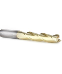 46597 CNC 2D and 3D Carving Flat Bottom 0.10 Deg Straight Angle x 3/8 Dia x 1-3/4 x 3/8 Shank x 3 Inch Long x 3 Flute Solid Carbide ZrN Coated Router Bit