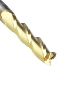 46597 CNC 2D and 3D Carving Flat Bottom 0.10 Deg Straight Angle x 3/8 Dia x 1-3/4 x 3/8 Shank x 3 Inch Long x 3 Flute Solid Carbide ZrN Coated Router Bit