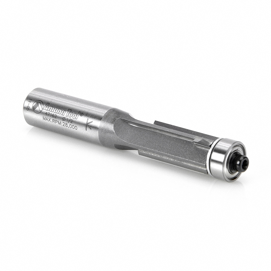 47162 Carbide Tipped Flush Trim V-Groove 5/8 Dia x 1 Inch x 1/2 Shank With Ball Bearing
