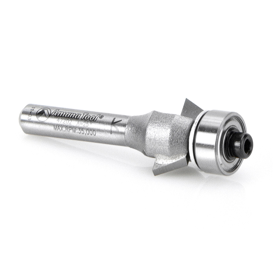 47202 Carbide Tipped Bevel Laminate Trim 25 Deg x 3/4 Dia x 1/4 x 1/4 Inch Shank with Ball Bearing