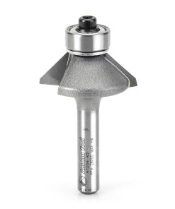 47204 Carbide Tipped Bevel Laminate Trim 45 Deg x 1-1/16 Dia x 1/4 x 1/4 Inch Shank with Ball Bearing