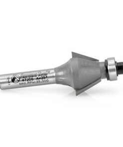 47206 Carbide Tipped Bevel Laminate Trim 25 Deg x 3/4 Dia x 7/16 x 1/4 Inch Shank with Ball Bearing
