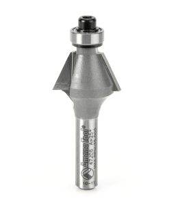 47206 Carbide Tipped Bevel Laminate Trim 25 Deg x 3/4 Dia x 7/16 x 1/4 Inch Shank with Ball Bearing