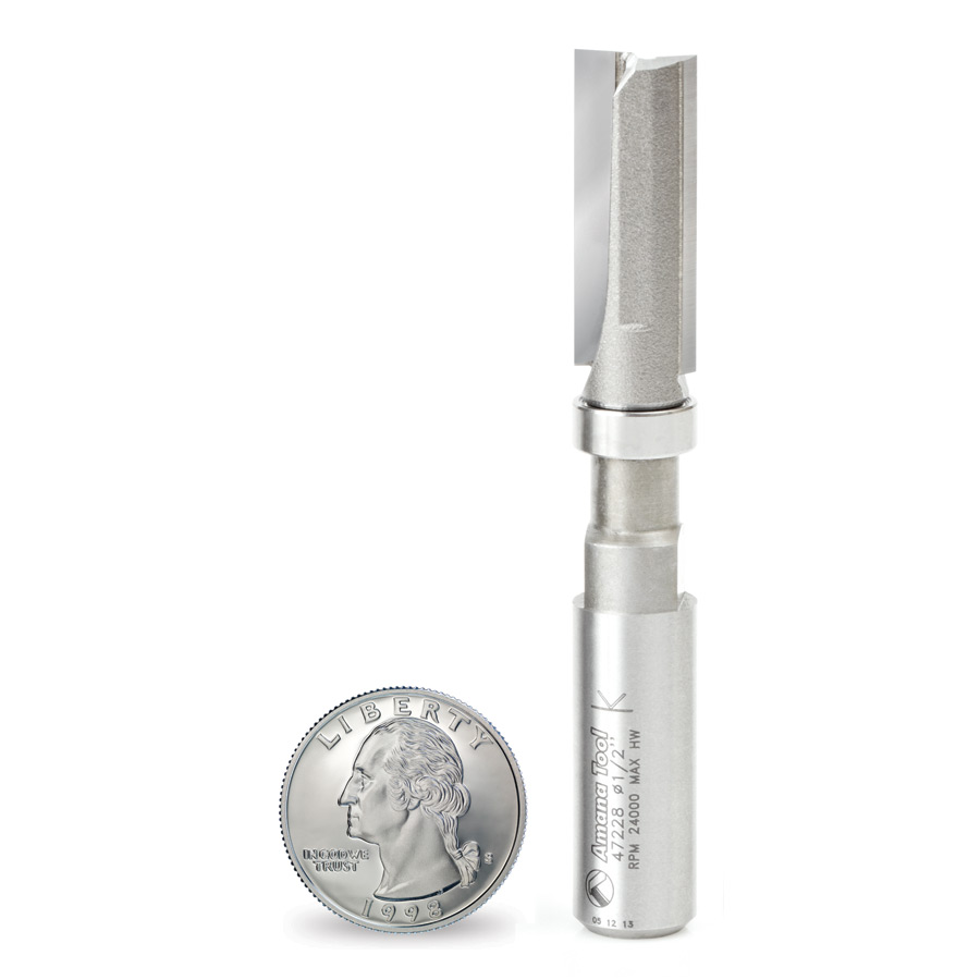 47228 Carbide Tipped Flush Trim Plunge Template 1/2 Dia x 1-1/4 x 1/2 Inch Shank w/ Upper Ball Bearing Router Bit