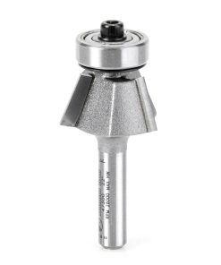 47300 Carbide Tipped Bevel Laminate Trim 22 Deg x 15/16 Dia x 7/16 x 1/4 Inch Shank with Ball Bearing 3-Flute